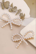 2 Pack Pearl Bow Hair Barrettes Gold Bowknot Alligator Hair Clips