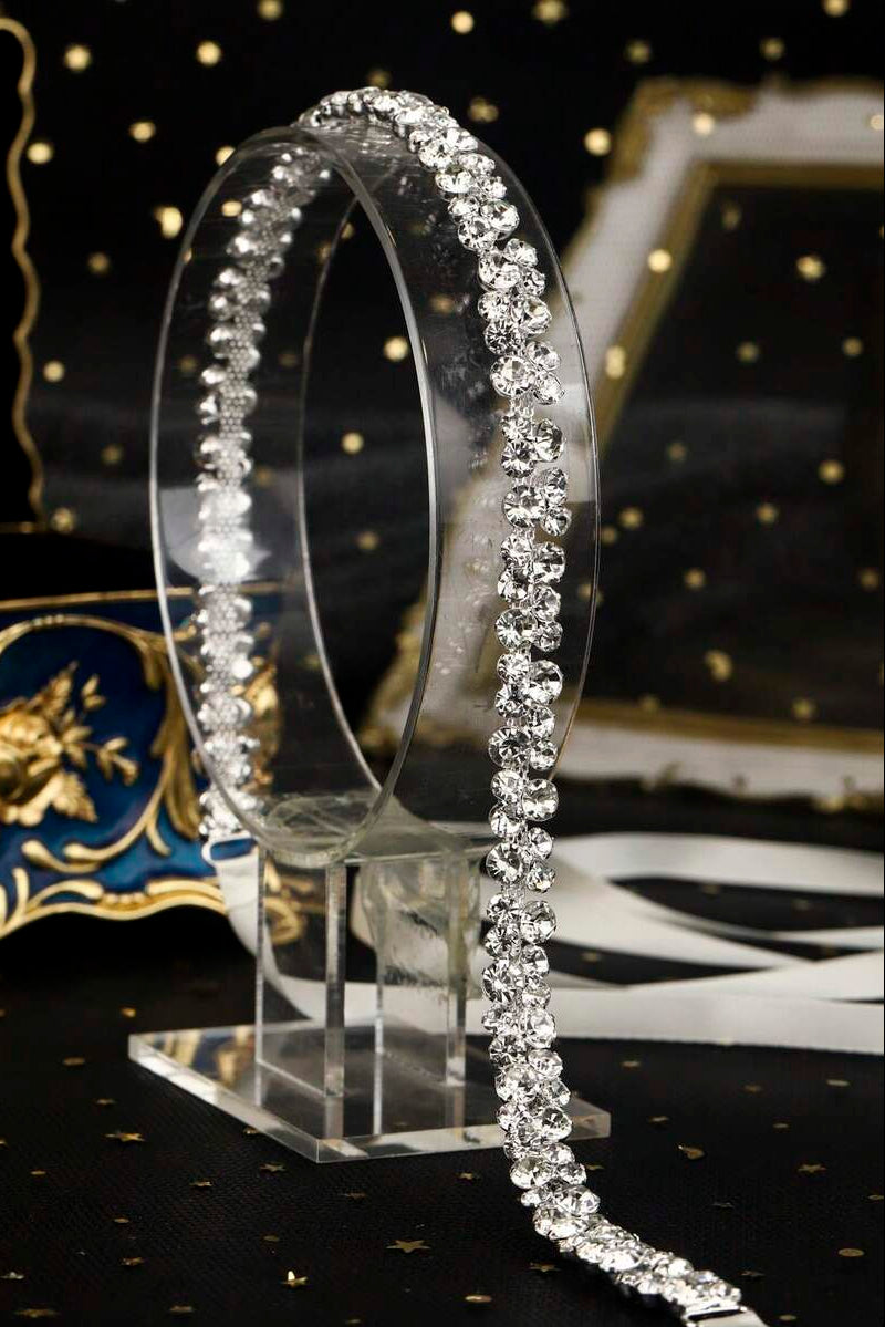 Crystal Rhinestone Waist Belt White Ribbon Tie Sparkly Body Chain For Women Party Dress