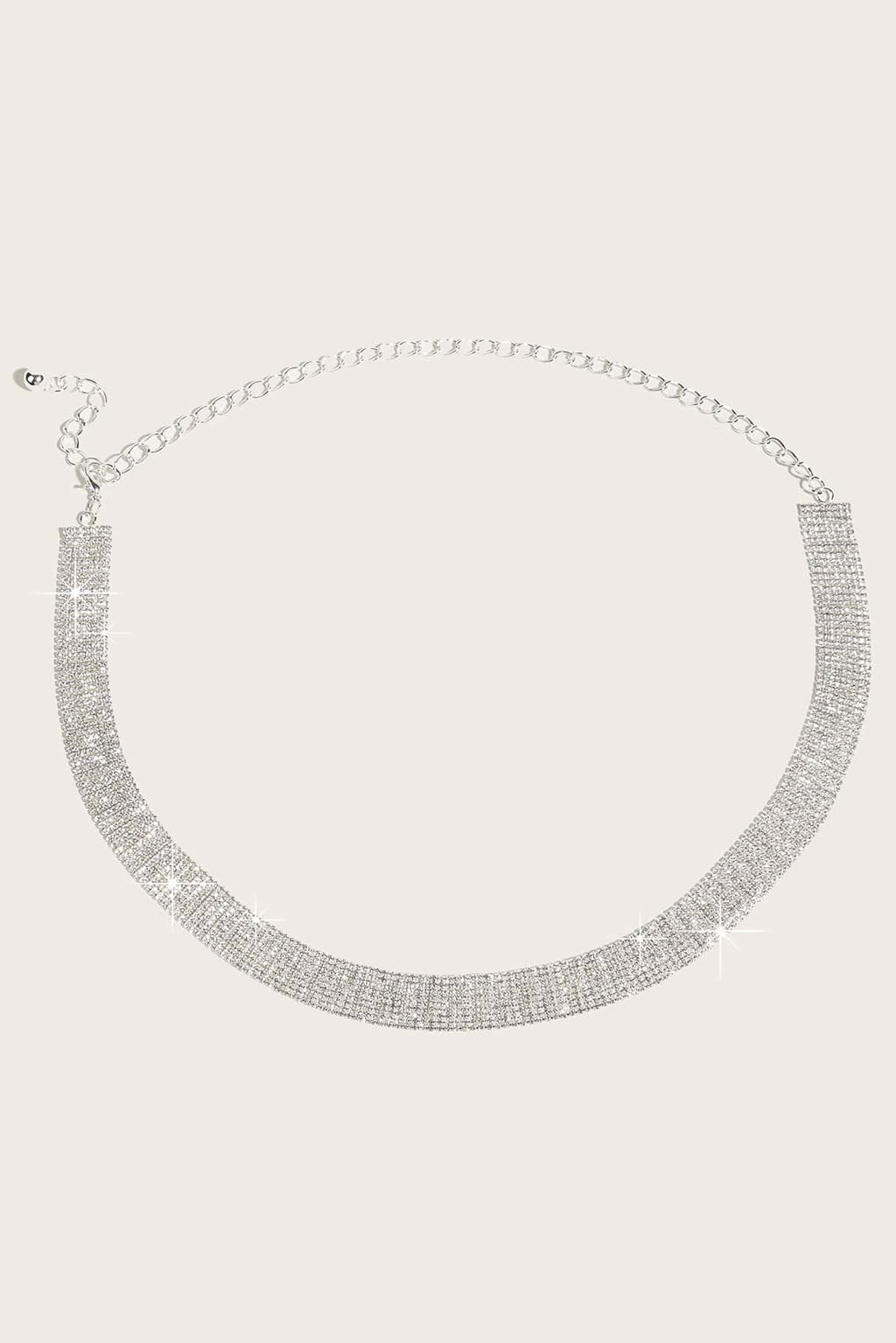 Silver Multi Row Rhinestone Waist Chain Adjustable Sparkly Belt for Women Party Gown