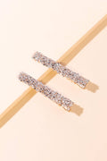 2 Pack Silver Crushed Crystal Rectangle Hair Barrettes Rhinestone Alligator Hair Clips