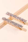 2 Pack Silver Crushed Crystal Rectangle Hair Barrettes Rhinestone Alligator Hair Clips