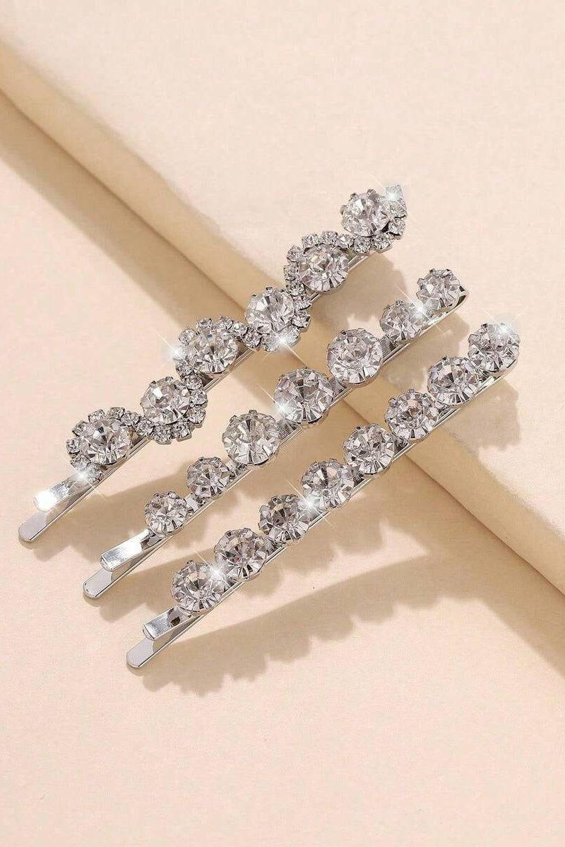 Silver Rhinestone Flower Bobby Pins Crystal Bridal Hair Pins