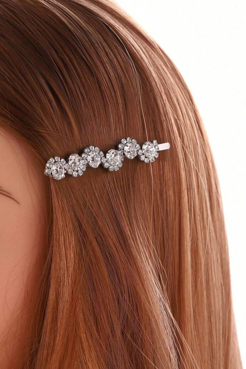 Silver Rhinestone Flower Bobby Pins Crystal Bridal Hair Pins
