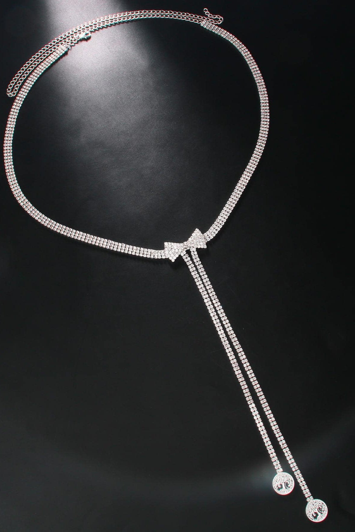 Rhinestone Bow Tassel Waist Chain Sparkly Crystal Bikini Body Jewelry