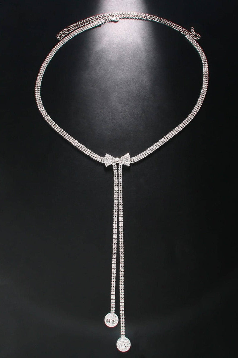 Rhinestone Bow Tassel Waist Chain Sparkly Crystal Bikini Body Jewelry
