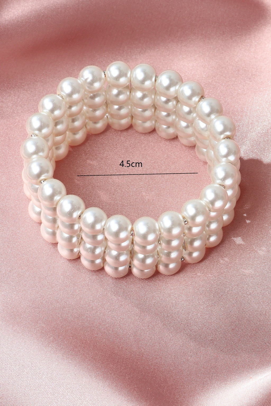 Multi Strand Coiled Wrap Pearl Bangle 4 Rows White Imitation Pearl Stretch Wedding Bracelet