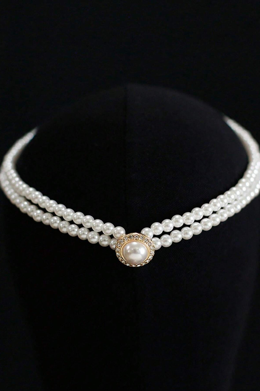 Vintage Pearl Choker & Two-Tier Pearl Earring Set Gold Wedding Jewelry