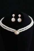 Vintage Pearl Choker & Two-Tier Pearl Earring Set Gold Wedding Jewelry