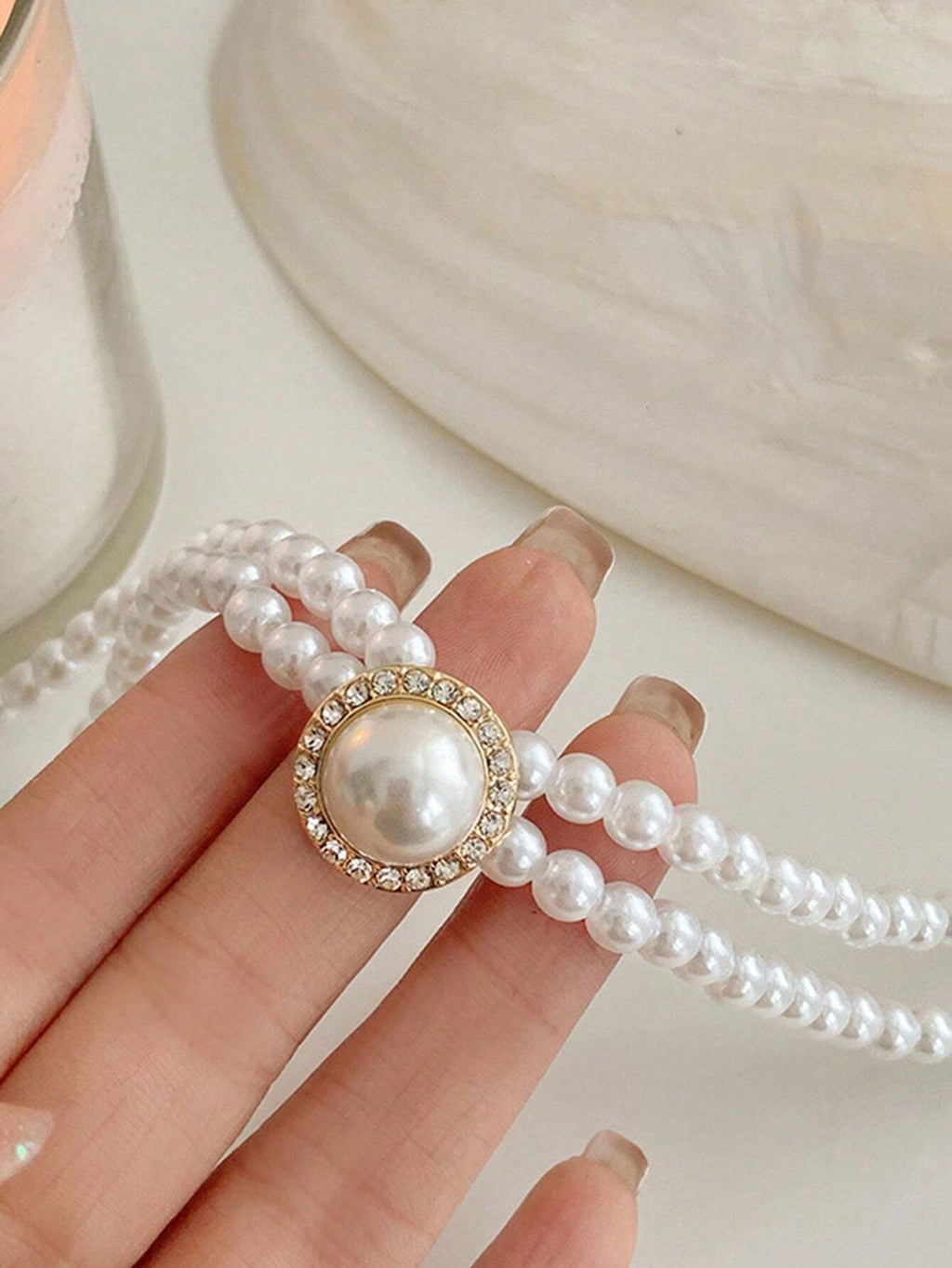 Vintage Pearl Choker & Two-Tier Pearl Earring Set Gold Wedding Jewelry