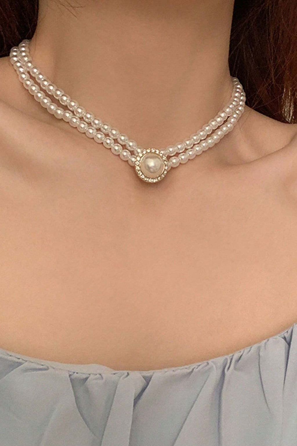 Vintage Pearl Choker & Two-Tier Pearl Earring Set Gold Wedding Jewelry