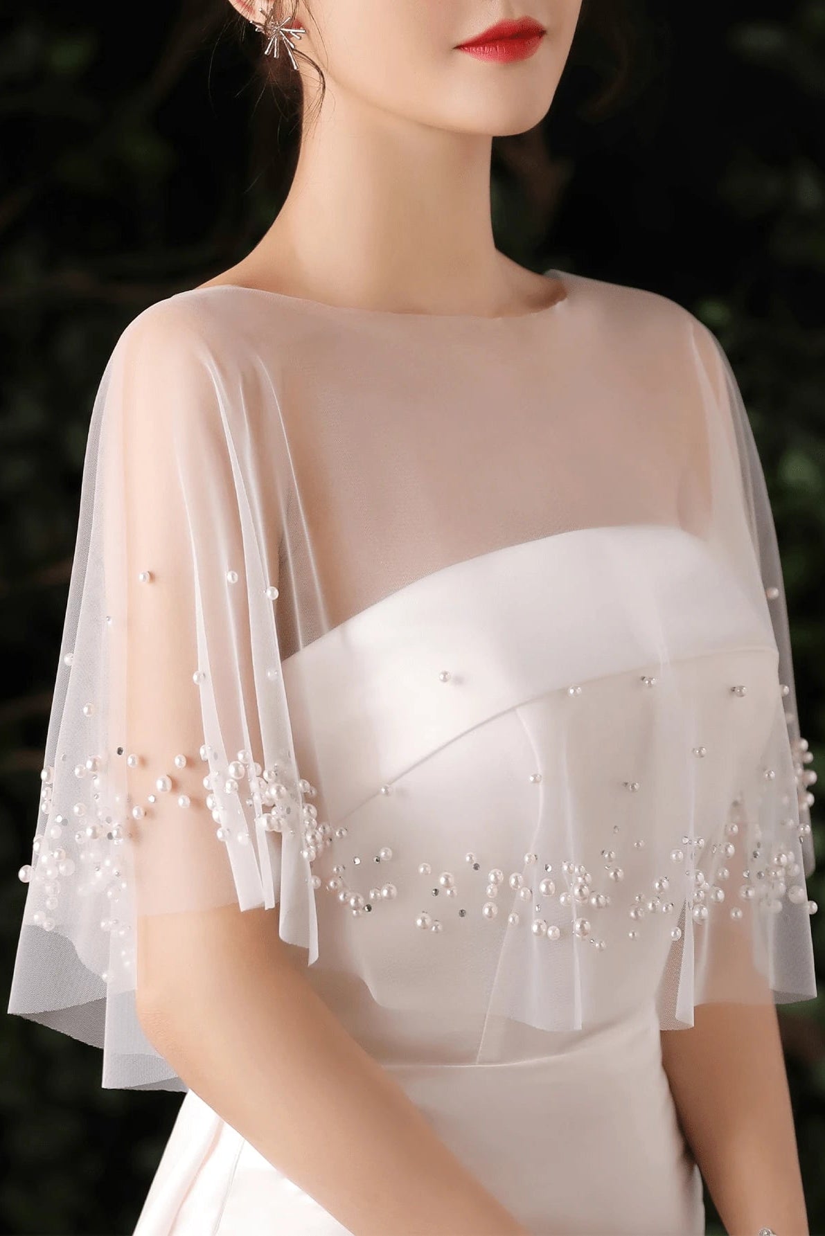 Hand placed pearls & mini rhinestones, subtle sparkling texture