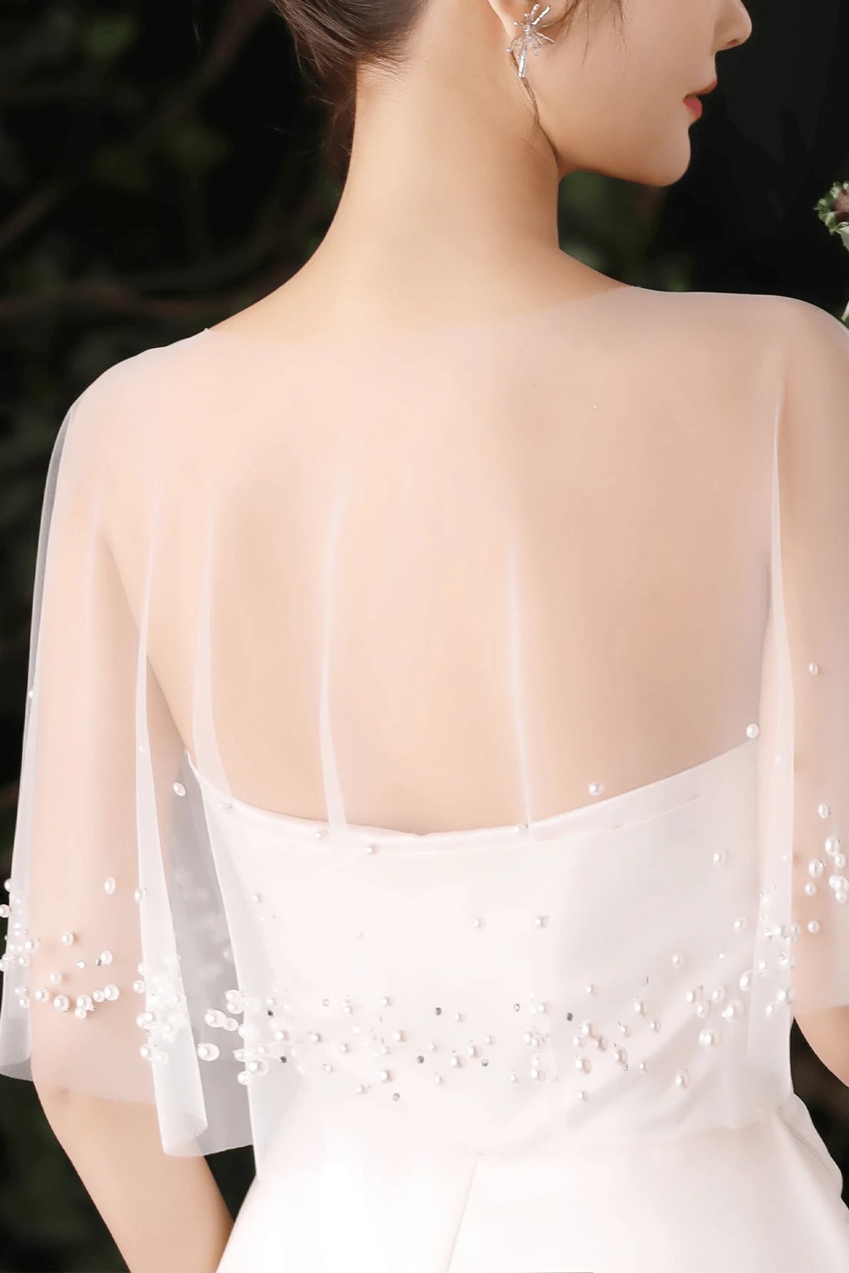 Hand placed pearls & mini rhinestones, subtle sparkling texture