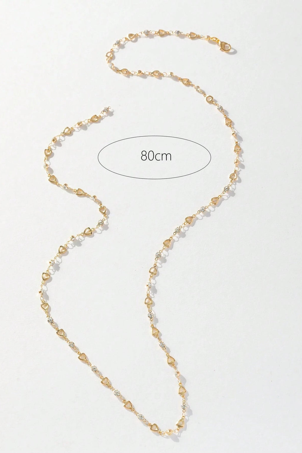 Gold Hollow Heart Chain Lariat Y-Necklace Inlaid Tiny CZ Dainty Body Chain Jewelry