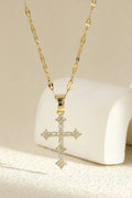 Dainty Crystal Cross Gold Necklace Sparkle Chain