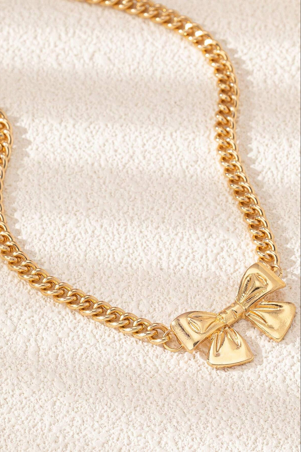Chunky Gold Cuban Link Bow Choker Necklace