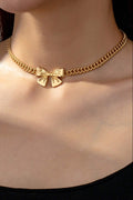 Chunky Gold Cuban Link Bow Choker Necklace