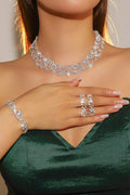 Rhinestone Lace Bridal 4-Piece Jewelry Set Silver Party Jewelry