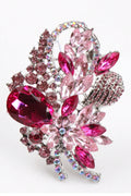 Gradient Pink Crystal Flower Statement Brooch