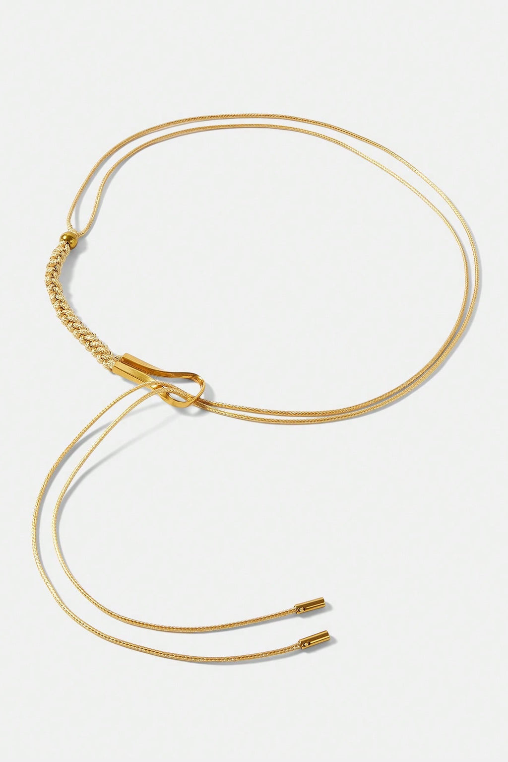 Gold Thin Braided Drawstring Waist Belt Woven Rope Tie Waistband for Women