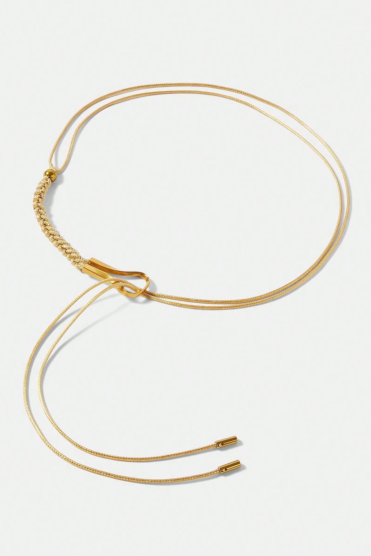 Gold Thin Braided Drawstring Waist Belt Woven Rope Tie Waistband for Women