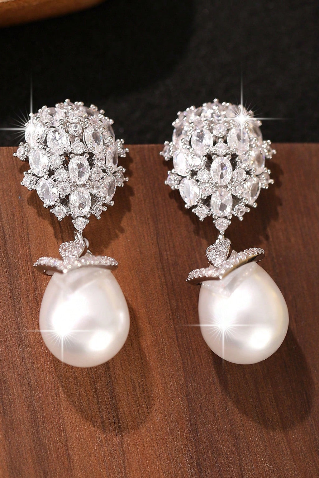 Vintage Crystal Pearl Drop Earrings Luxury Bridal Jewelry