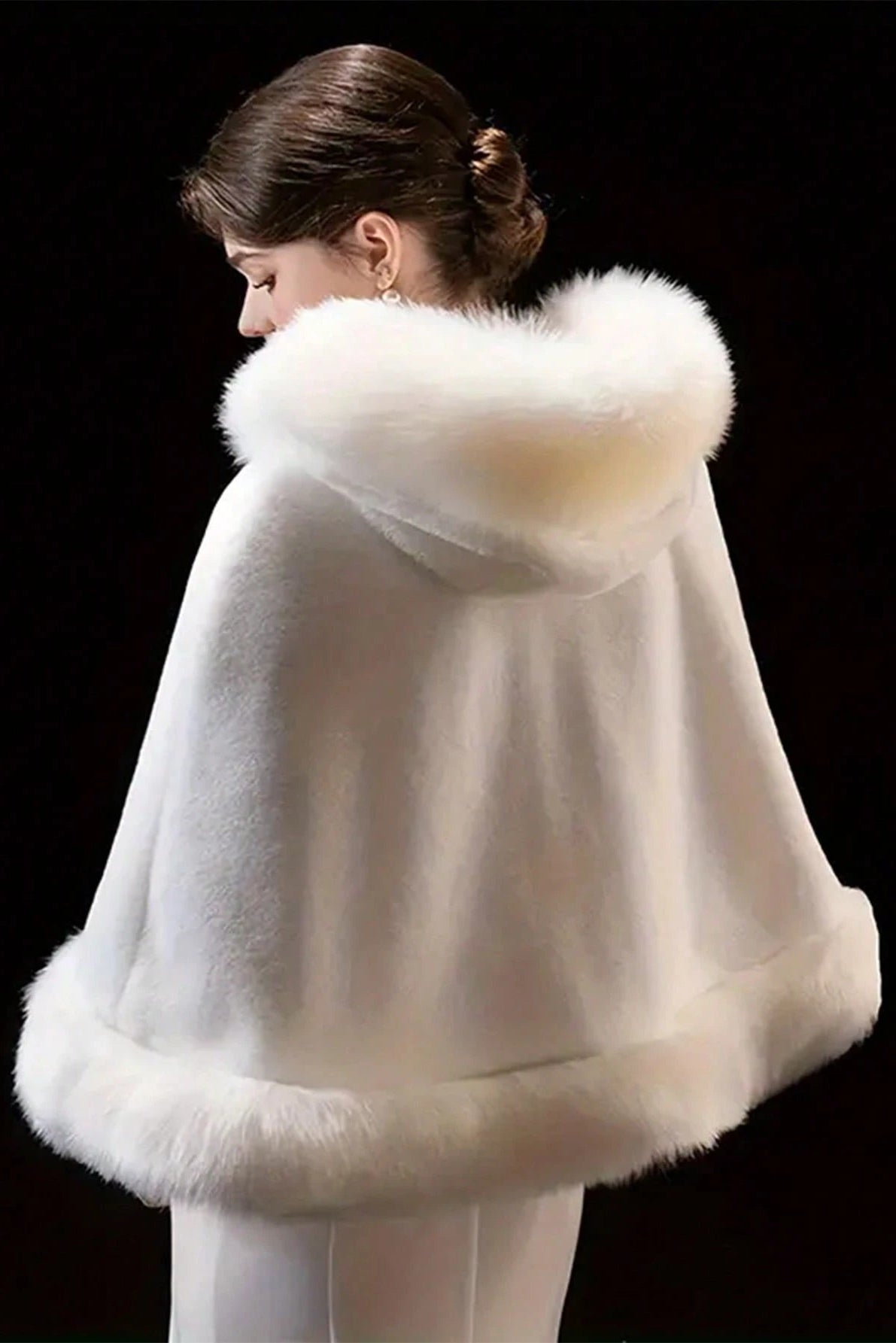 Hooded Faux Fur Cape Winter Bridal Wedding Cloak