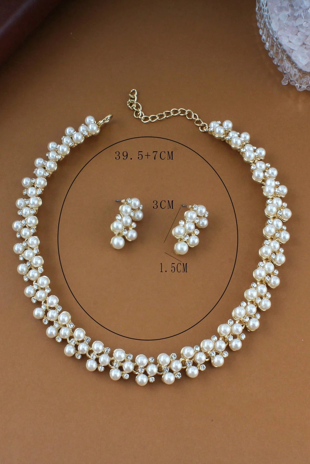 Vintage Braided Pearl Choker Earring Set Gold Formal Jewelry