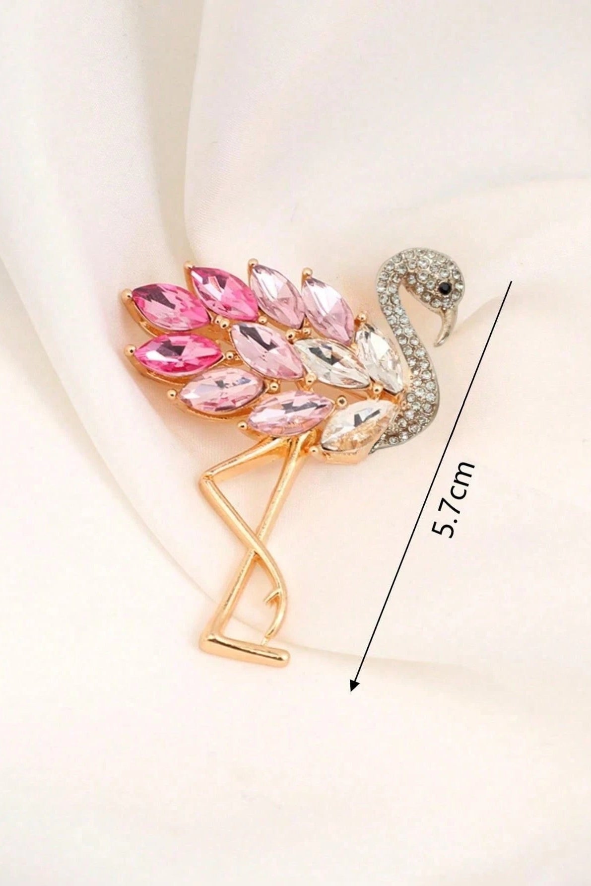 Pink Ombre Crystal Flamingo Gold Brooch