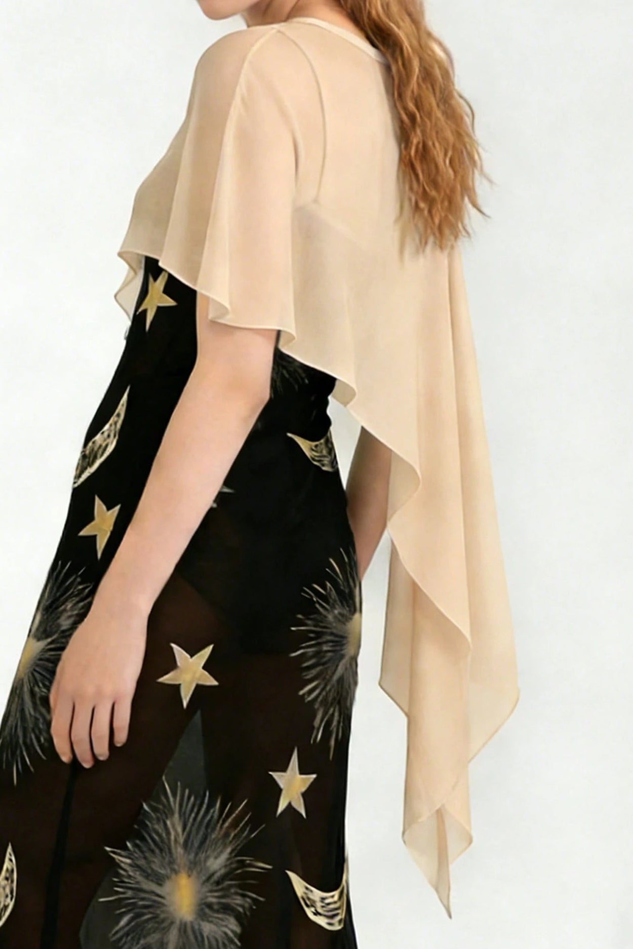 Asymmetric Long Tail Chiffon Cape Cover Up Shawl