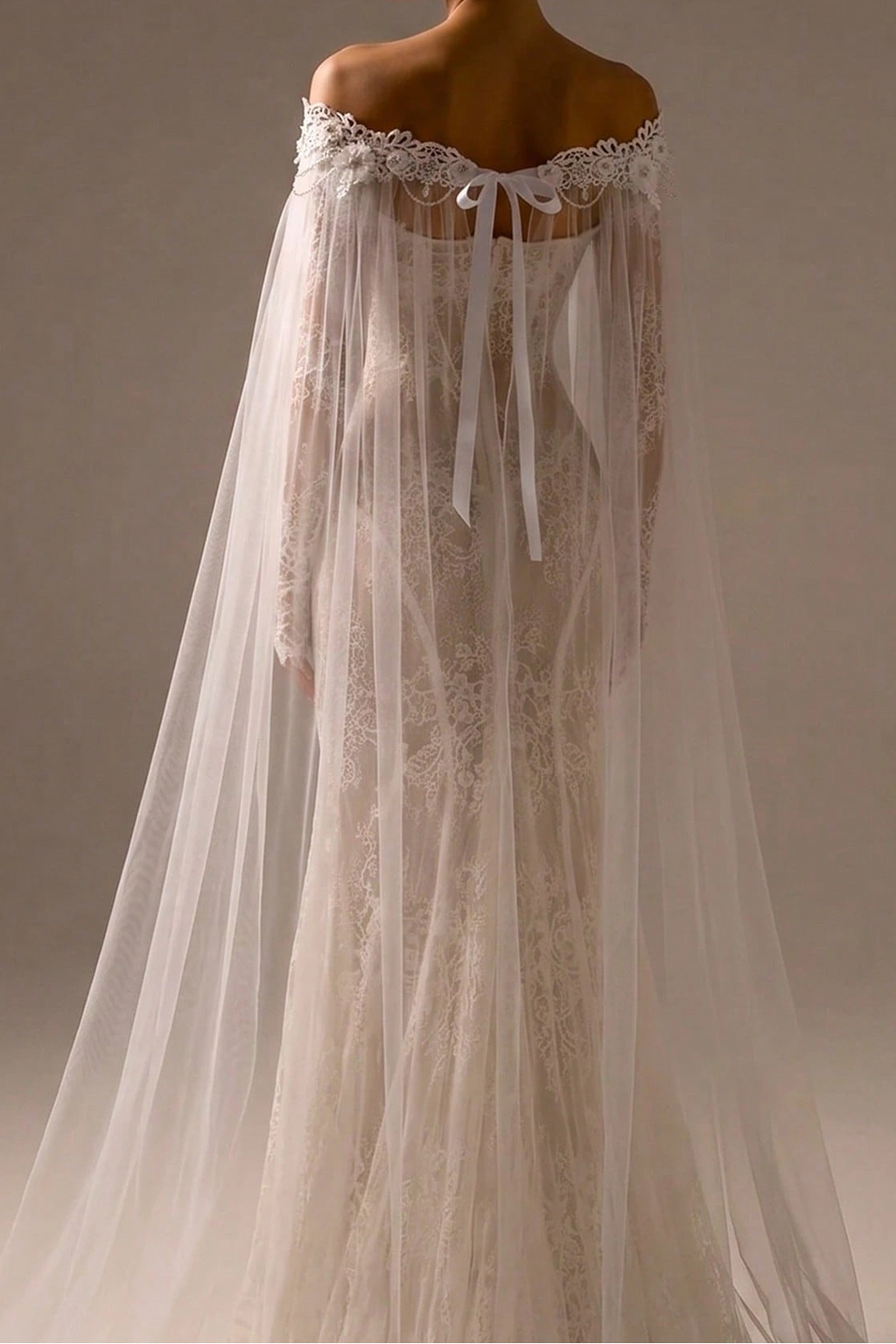 Lace Floral Tulle Bridal Cape Wedding Shoulder Cloak
