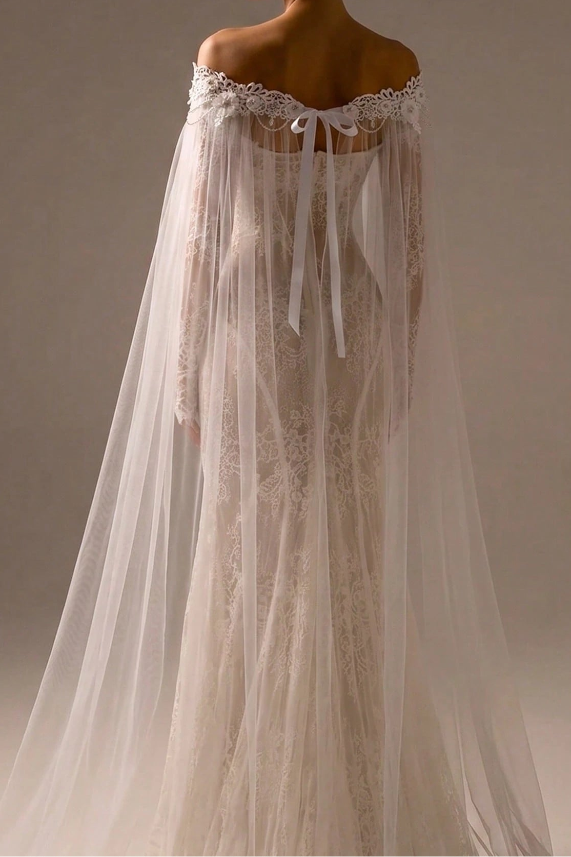 Lace Floral Tulle Bridal Cape Wedding Shoulder Cloak