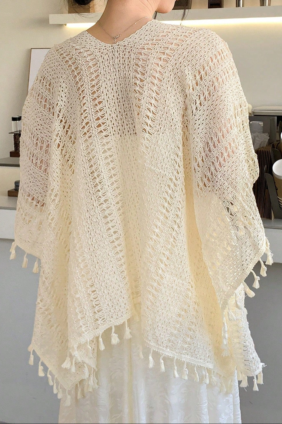 Crochet Tassel Kimono Beach Cover Up Shawl