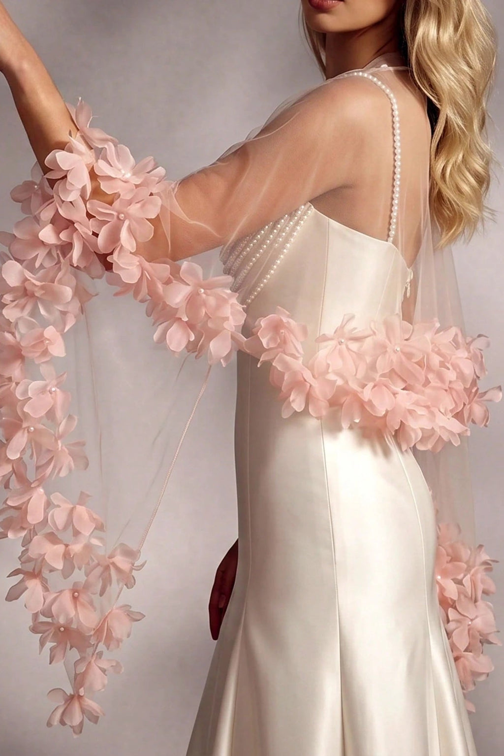 3D Floral Tulle Bridal Cape Wedding Shoulder Wrap