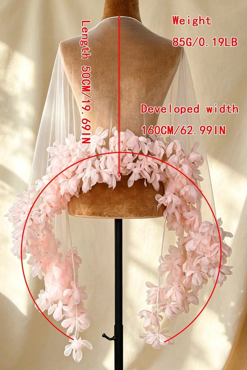 3D Floral Tulle Bridal Cape Wedding Shoulder Wrap