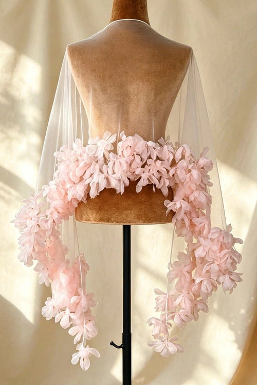 3D Floral Tulle Bridal Cape Wedding Shoulder Wrap
