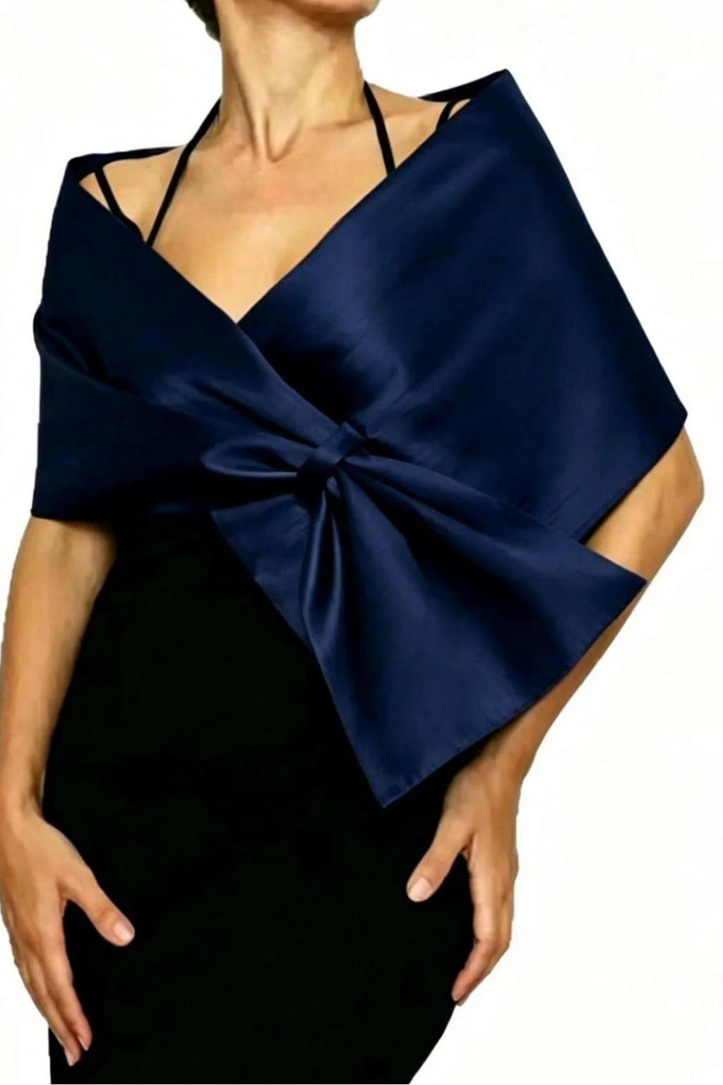 Luxury Satin Bow Wrap Formal Party Shoulder Shawl