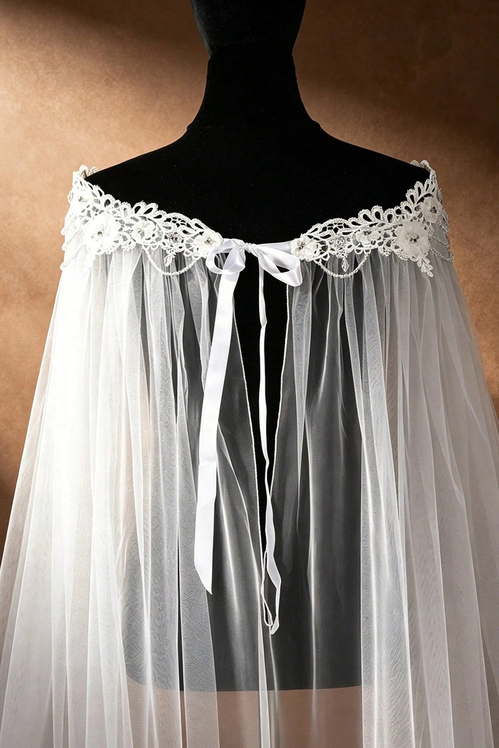 Lace Floral Tulle Bridal Cape Wedding Shoulder Cloak