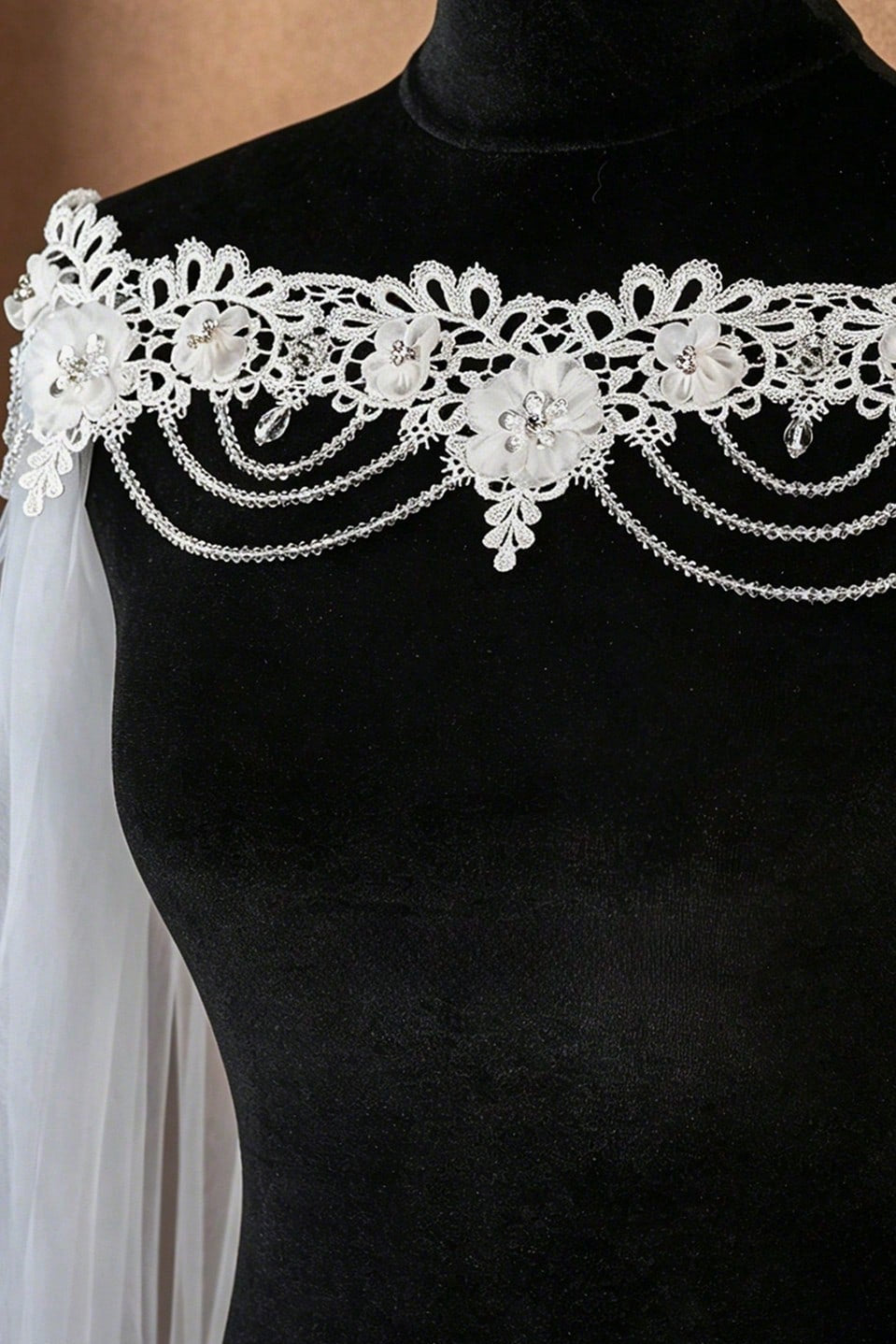 Lace Floral Tulle Bridal Cape Wedding Shoulder Cloak