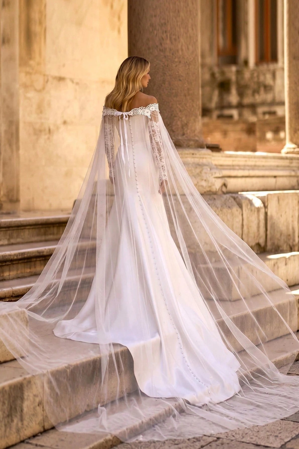 Lace Floral Tulle Bridal Cape Wedding Shoulder Cloak