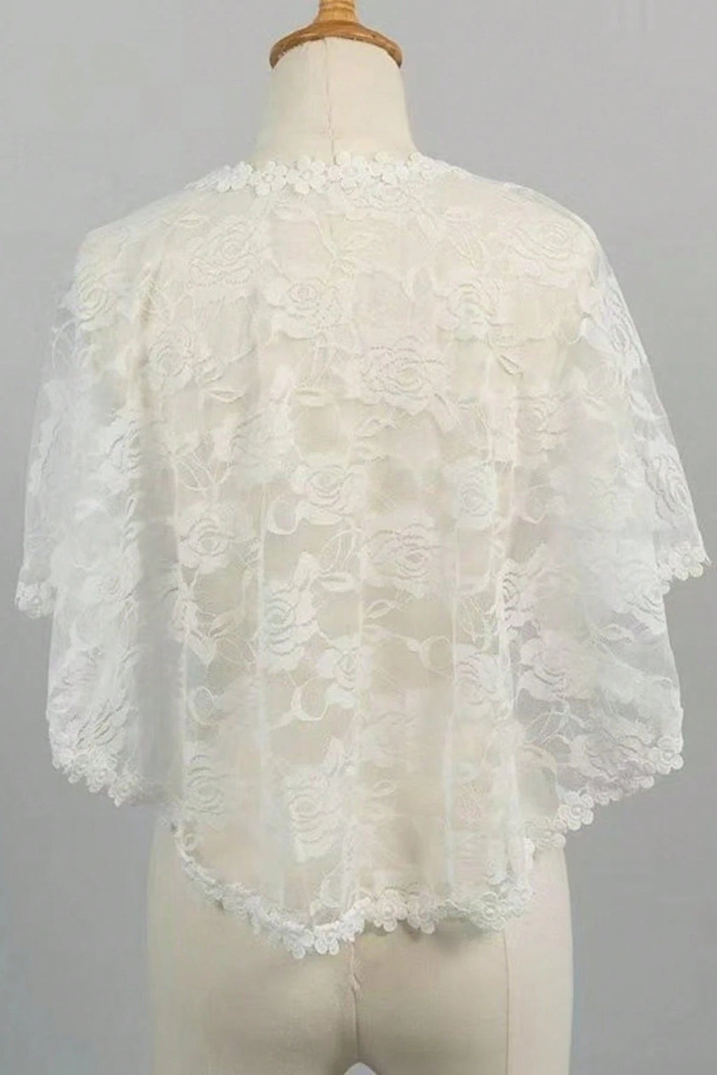 Rose Lace Bridal Cape Rhinestone Clasp Shoulder Shrug
