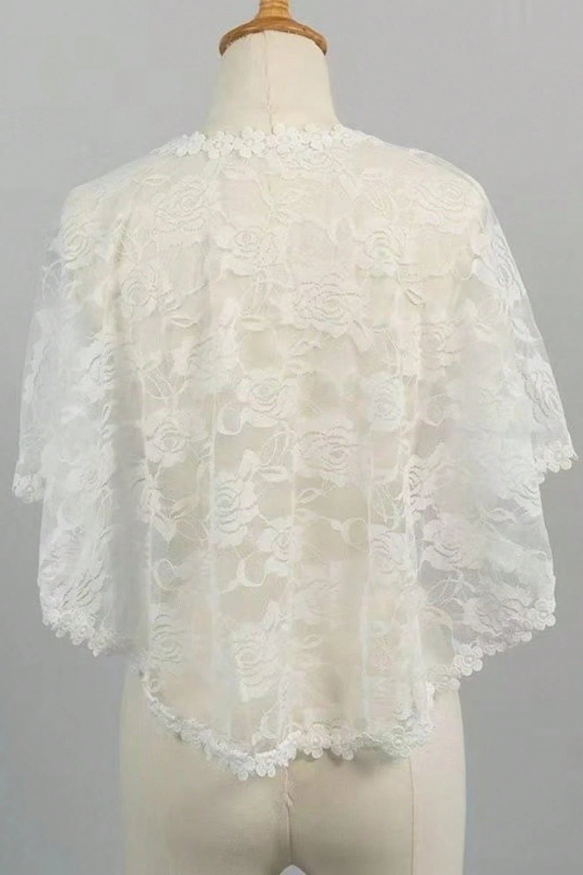 Rose Lace Bridal Cape Rhinestone Clasp Shoulder Shrug