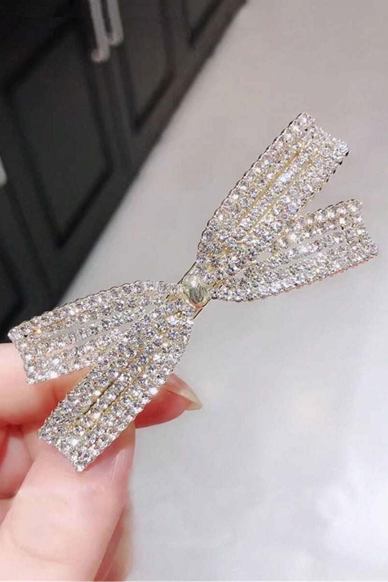 Rhinestone Hollow Bow Hair Clip Sparkly Crystal Bow Alligator Hair Barrette