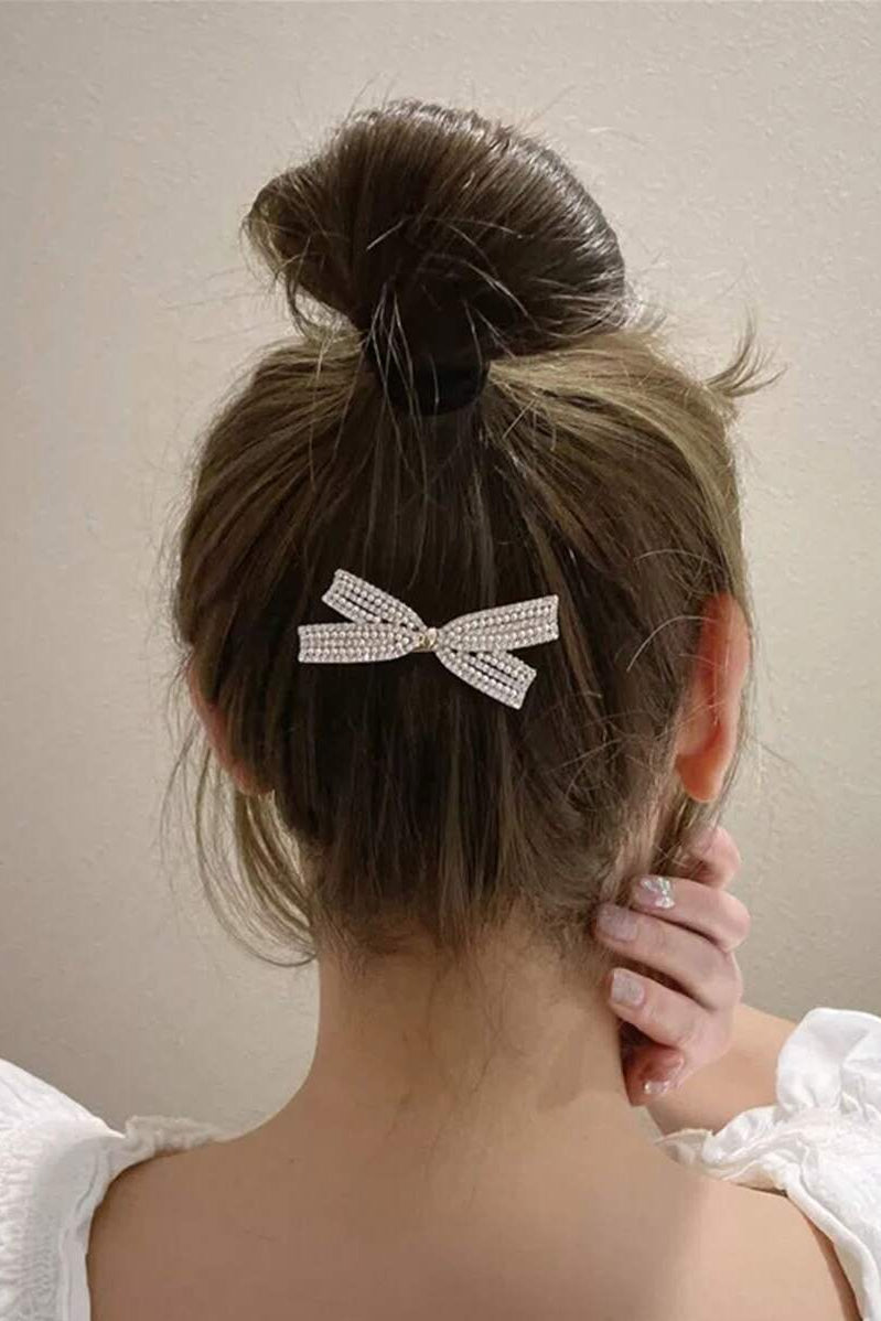 Rhinestone Hollow Bow Hair Clip Sparkly Crystal Bow Alligator Hair Barrette