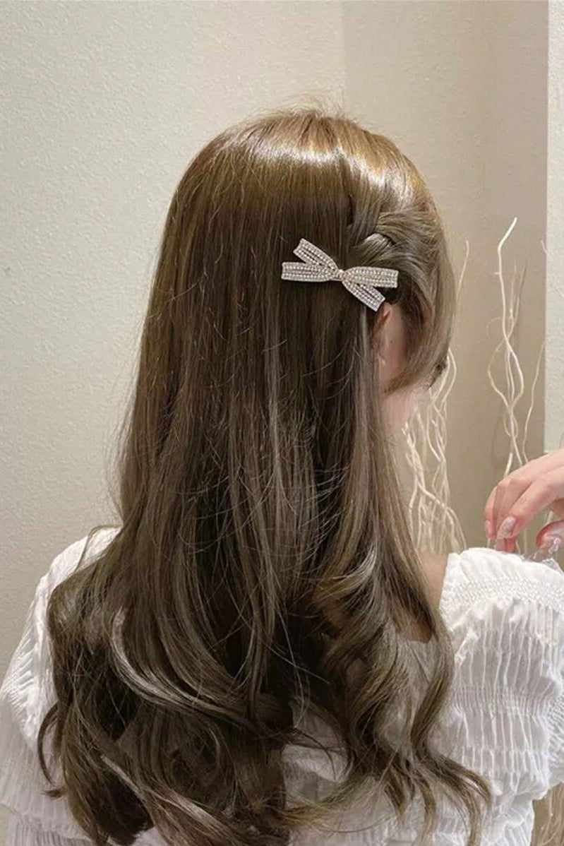 Rhinestone Hollow Bow Hair Clip Sparkly Crystal Bow Alligator Hair Barrette