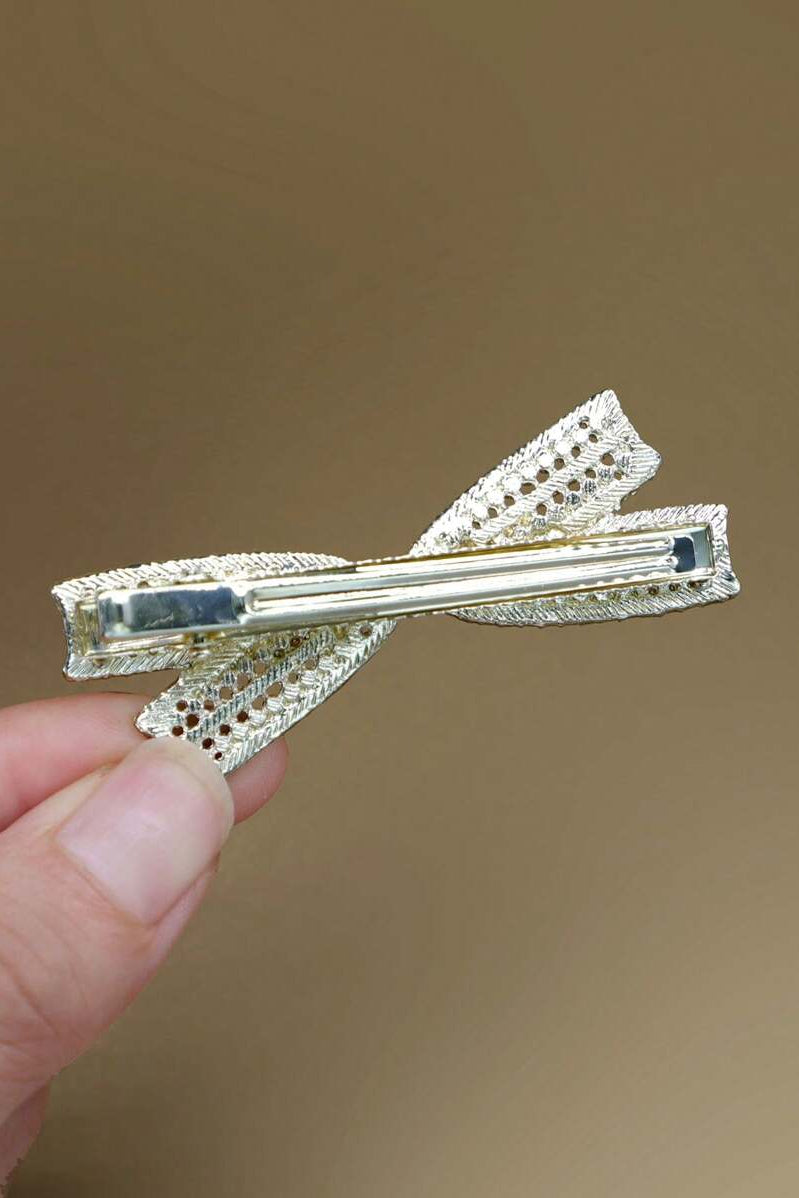 Rhinestone Hollow Bow Hair Clip Sparkly Crystal Bow Alligator Hair Barrette