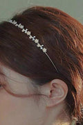 Gold Mini Flower Pearl Thin Headband Dainty Floral Bridal Wedding Headband