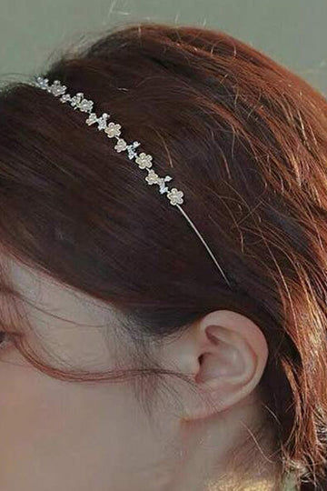 Gold Mini Flower Pearl Thin Headband Dainty Floral Bridal Wedding Headband