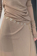 Gold Hollow Heart Rhinestone Waist Chain Sparkly Crystal Dress Belt