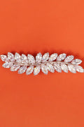 Crystal Leaf Rhinestone Silver Bridal Hair Barrette Wedding Hair Clip