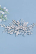 Handmade Silver Crystal Floral Bridal Hair Clip Wedding Rhinestone Leaf Hair Barrette